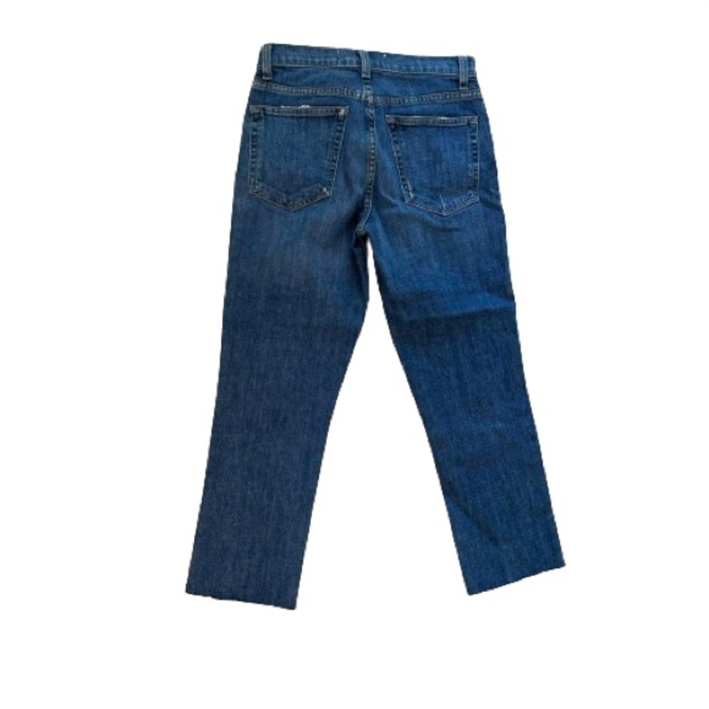 Reformation Mid Rise Slim Distressed Medium Wash Raw Hem Ankle Crop Jeans 25 - Picture 3 of 14